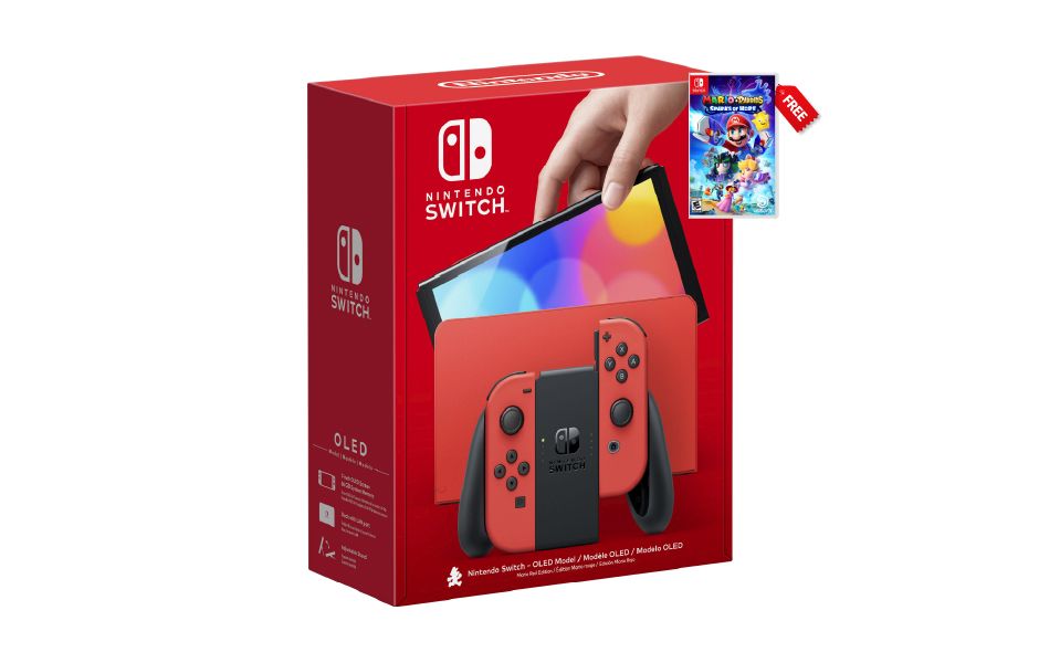 Nintendo Switch OLED Model - Mario Red Edition (Free Mario + Rabbids Sparks of Hope game card)