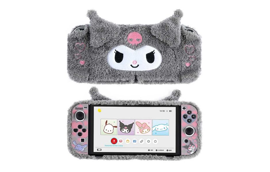 GeekShare Plush Kuromi Protective Case Set with Stand for Switch OLED