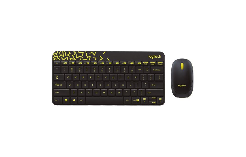 Logitech MK240 NANO Wireless Keyboard and Mouse Combo - Black/Chartreuse Yellow